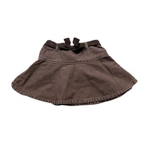 Gap Baby Toddler Brown Bow Tie Mini Pleated Ruffle Skirt Dainty Rodeo Western 2T